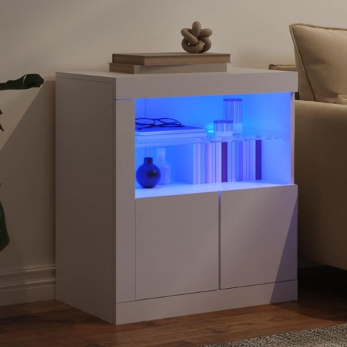 Skænk med LED-lys 60,5×37×67 cm - hvid