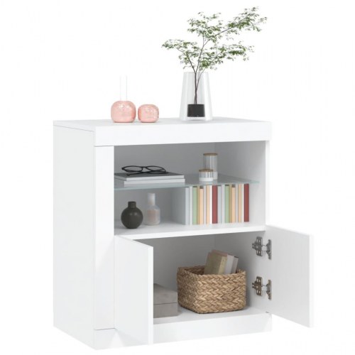 Skænk med LED-lys 60,5×37×67 cm - hvid