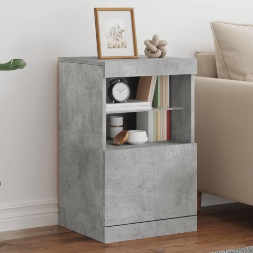 Skænk med LED-lys 41×37×67 cm - betongrå