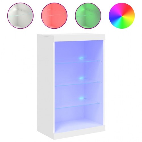 Skænk med LED-lys 60,5×37×100 cm - hvid