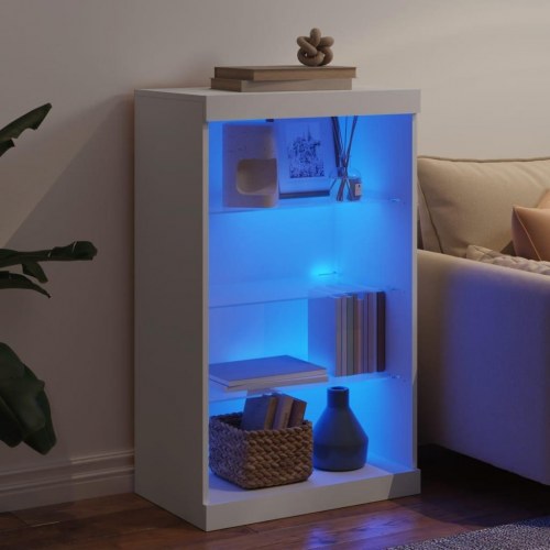 Skænk med LED-lys 60,5×37×100 cm - hvid