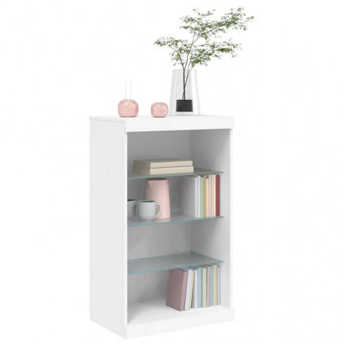Skænk med LED-lys 60,5×37×100 cm - hvid