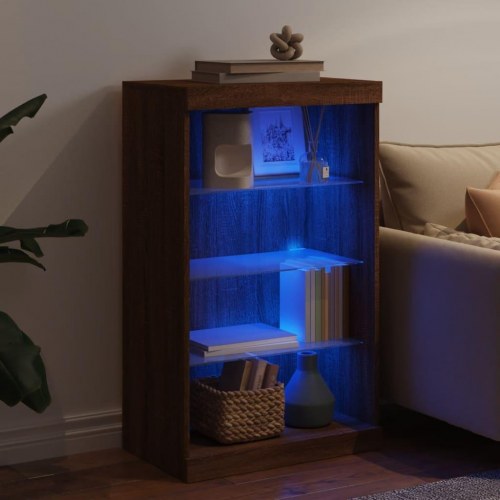 Skænk med LED-lys 60,5×37×100 cm - brun egetræsfarve