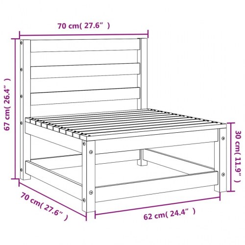 Sofamoduler 2 stk. 70x70x67 cm uden armlæn massivt fyr
