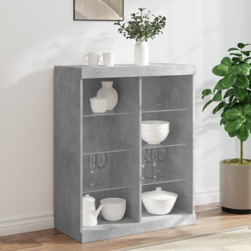Skænk med LED-lys 81×37×100 cm - betongrå
