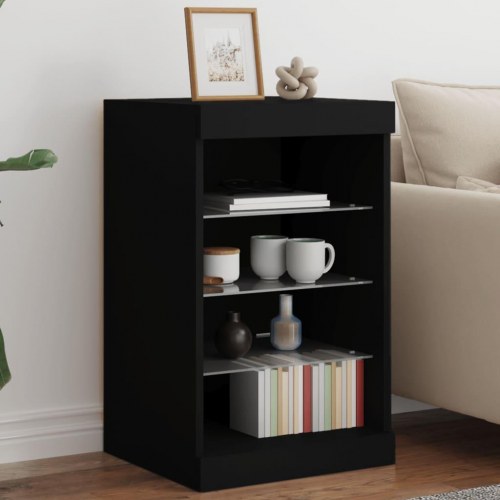 Skænk med LED-lys - 41 × 37 × 67 cm, sort