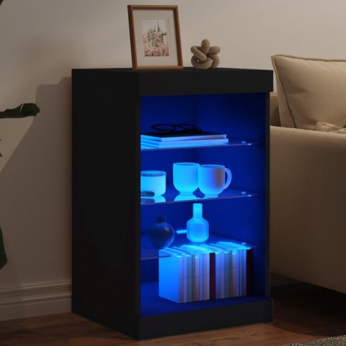 Skænk med LED-lys - 41 × 37 × 67 cm, sort