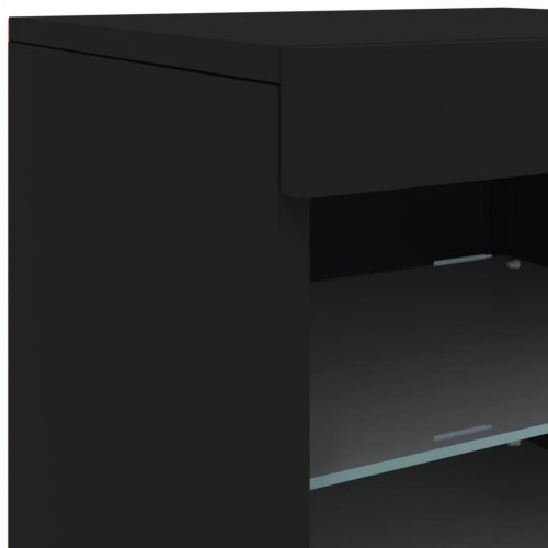 Skænk med LED-lys - 41 × 37 × 67 cm, sort