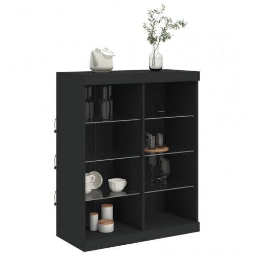 Skænk med LED-lys 81x37x100 cm sort