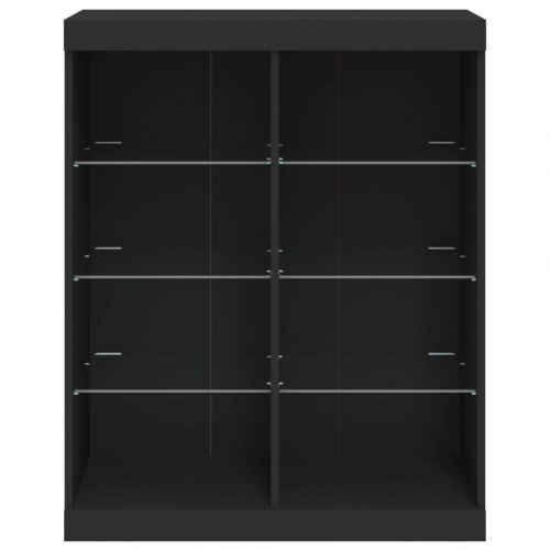 Skænk med LED-lys 81x37x100 cm sort