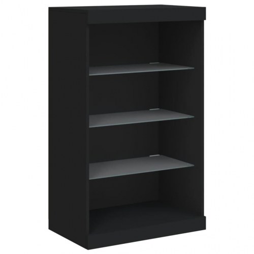 Skænk med LED-lys 60,5x37x100 cm sort