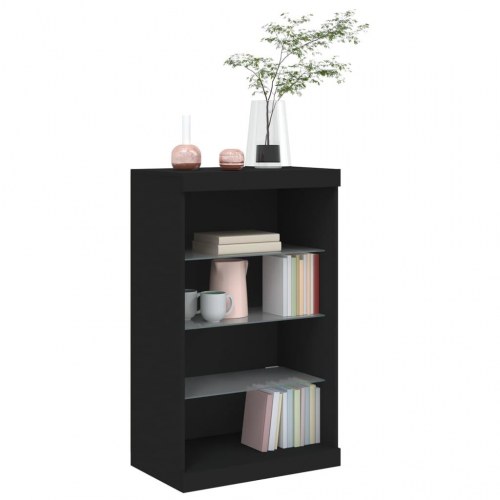 Skænk med LED-lys 60,5x37x100 cm sort