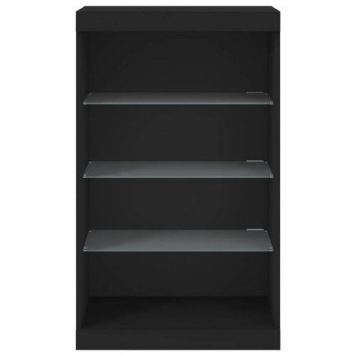 Skænk med LED-lys 60,5x37x100 cm sort