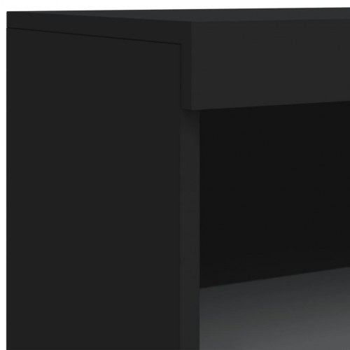 Skænk med LED-lys 60,5x37x100 cm sort