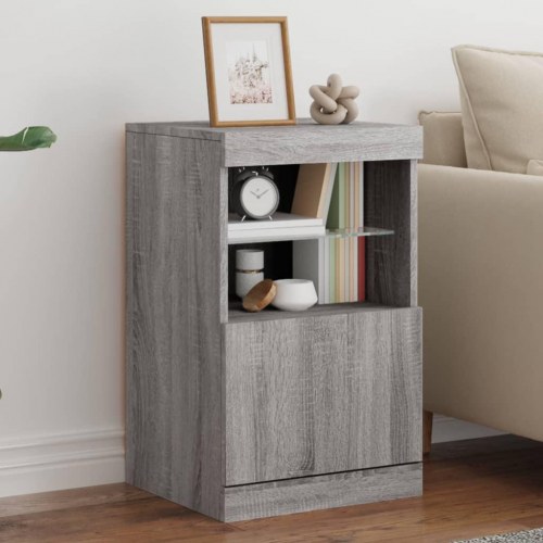 Skænk med LED-lys 41 × 37 × 67 cm - grå sonoma-eg
