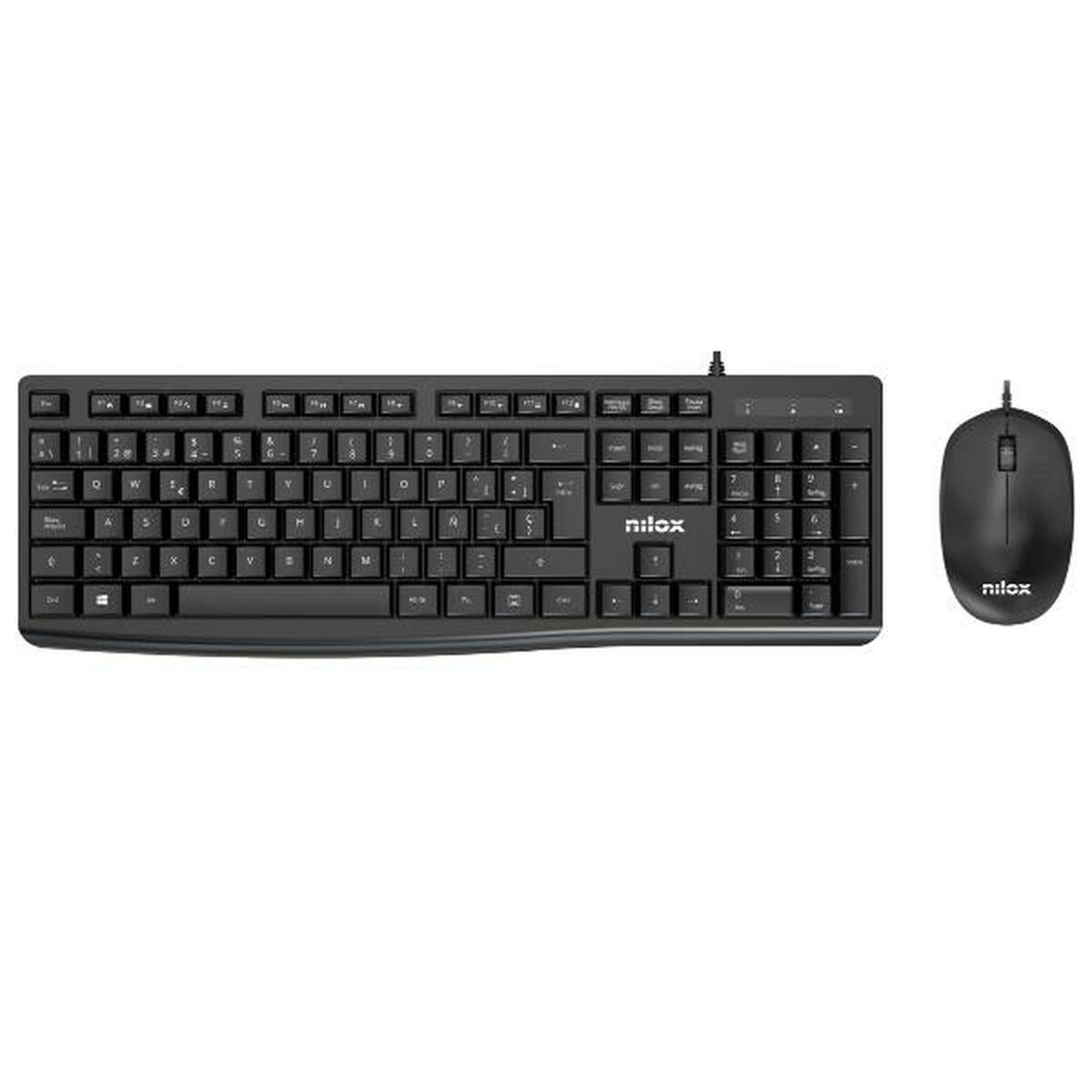 Tastatur Og Mus Nilox Nxkme0012 Sort Spansk Qwerty