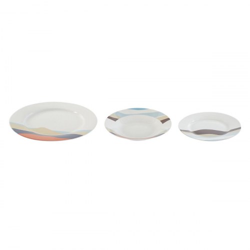 Spisestel i porcelæn - Blå/Grøn, tropisk design, 18 dele