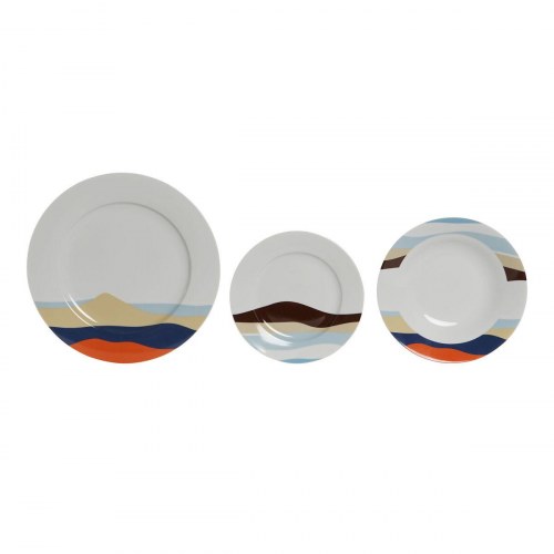 Spisestel i porcelæn - Blå/Grøn, tropisk design, 18 dele