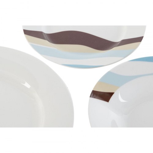 Spisestel i porcelæn - Blå/Grøn, tropisk design, 18 dele