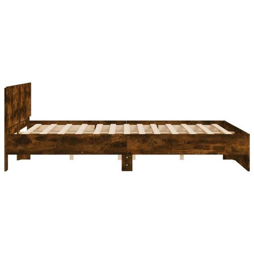 Sengeramme med sengegavl 160x200 cm røget egetræsfarve