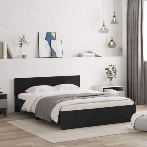 Sengeramme med sengegavl 140 x 200 cm - sort