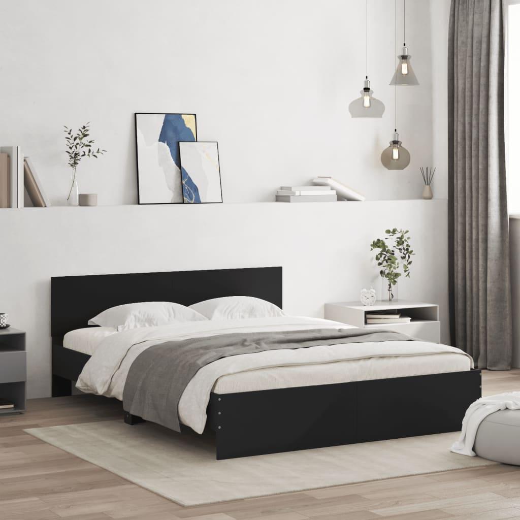 Sengeramme med sengegavl 140x200 cm - sort