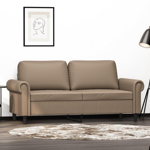 2-personers sofa i kunstlæder - cappuccino, sædebredde 140 cm