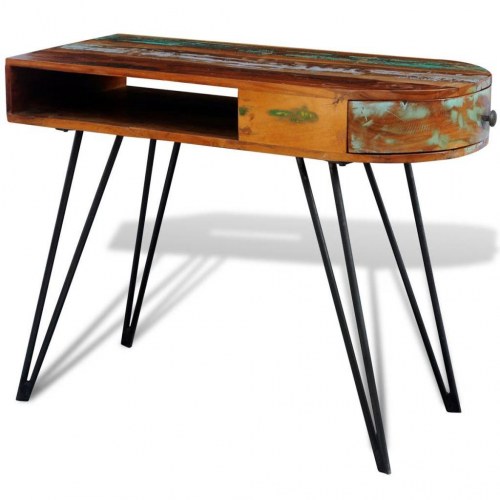 Skrivebord med jernben i genbrugstræ - 97 × 45 × 76 cm