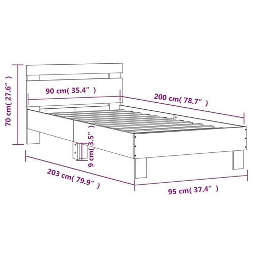 Sengeramme m. sengegavl 90x200 cm uden madras sonoma-eg