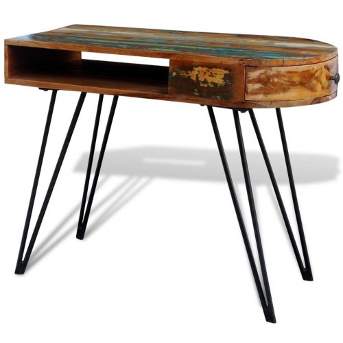 Skrivebord med jernben i genbrugstræ - 97 × 45 × 76 cm