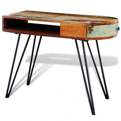 Skrivebord med jernben i genbrugstræ - 97 × 45 × 76 cm