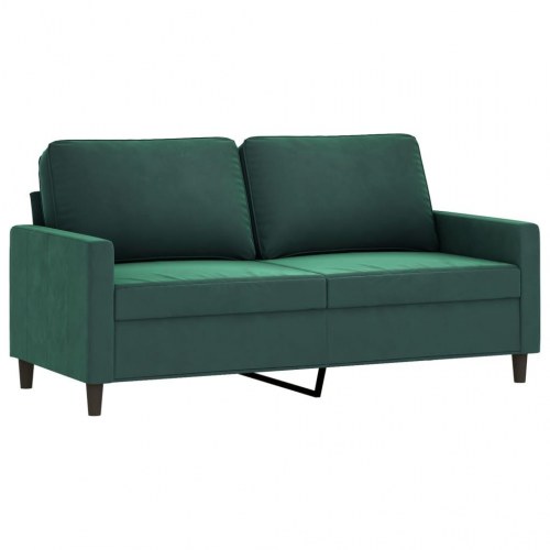 Sofasæt i velour - 2-pers. + 2-pers., mørkegrøn, inkl. hynder