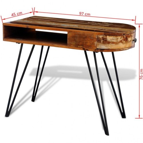 Skrivebord med jernben i genbrugstræ - 97 × 45 × 76 cm