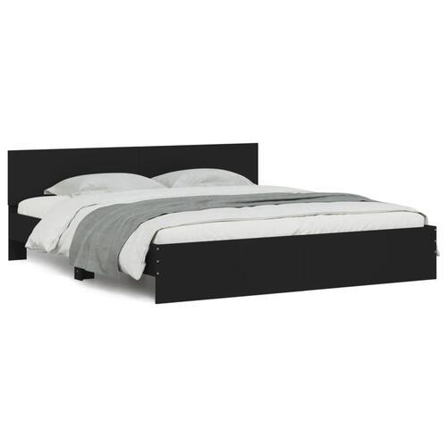 Sengeramme med sengegavl 160x200 cm sort
