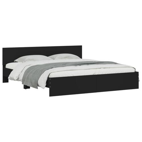 Sengeramme med sengegavl 160x200 cm sort