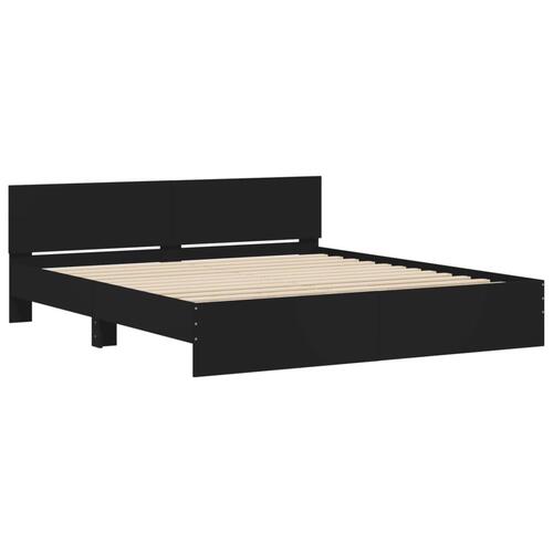 Sengeramme med sengegavl 160x200 cm sort