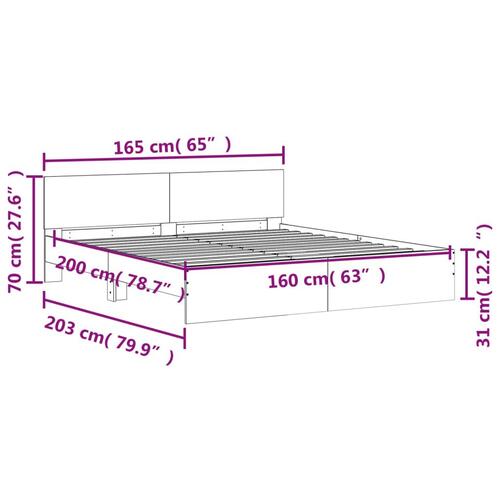 Sengeramme med sengegavl 160x200 cm sort