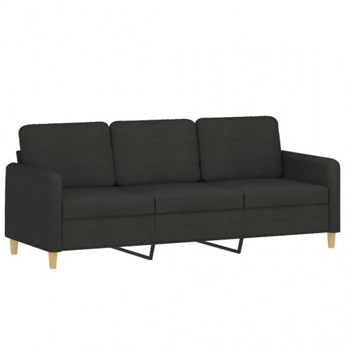 Sofasæt i stof med puder - 2- og 3-personers, sort