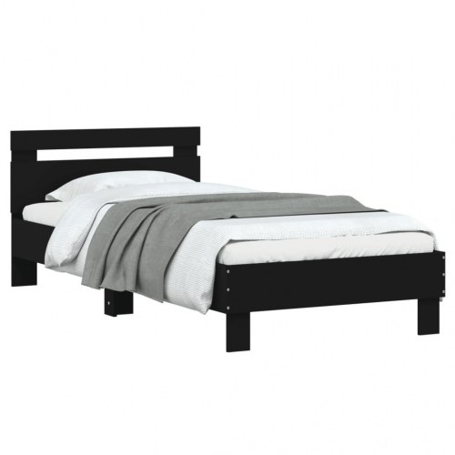 Sengeramme med sengegavl 90 x 200 cm - sort