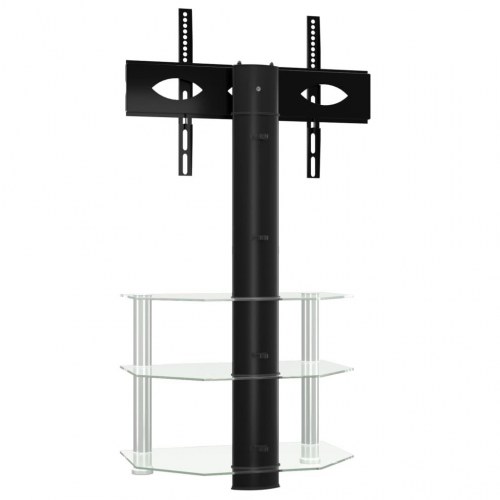 Tv-stativ til hjørne 3 hylder til 32"-70" sort og sølvfarvet