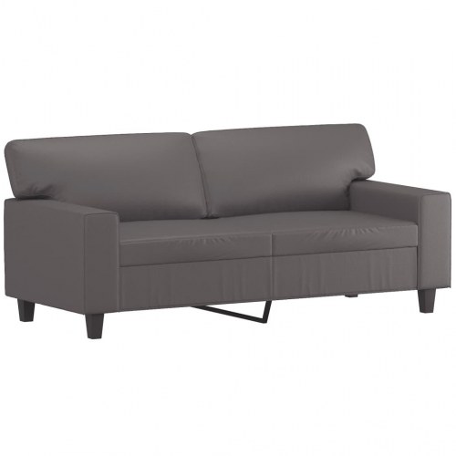 2-personers sofa med pyntepuder i grå kunstlæder