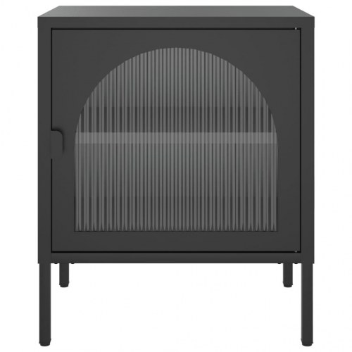 Natborde 2 stk. i sort stål og riflet glas - 50 × 35 × 60 cm