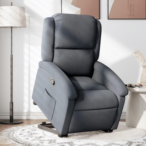 Løftestol velour mørkegrå
