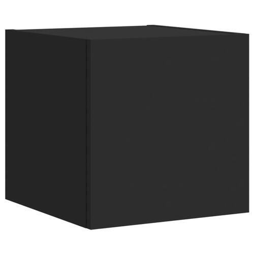 Væghængt tv-møbel 6 dele med LED-lys sort