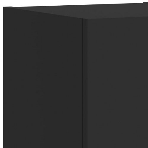 Væghængt tv-møbel 3 dele med LED-lys sort