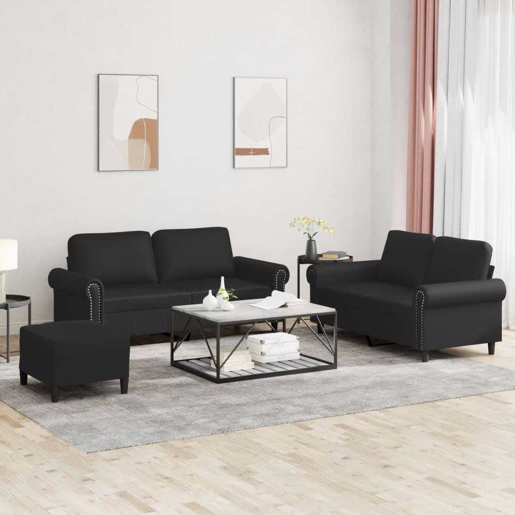 Sofasæt Dele Med Hynder Kunstlæder Sort