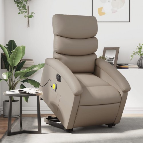 Massagestol med løftefunktion i kunstlæder - cappuccino