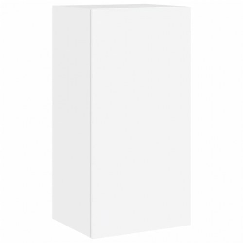 Væghængt tv-møbel med RGB LED-lys - 4 dele, konstrueret træ, hvid
