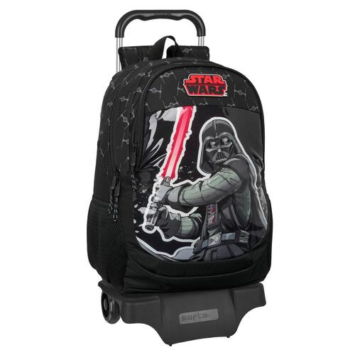 Skolerygsæk med Hjul Star Wars The fighter Sort 32 x 44 x 16 cm