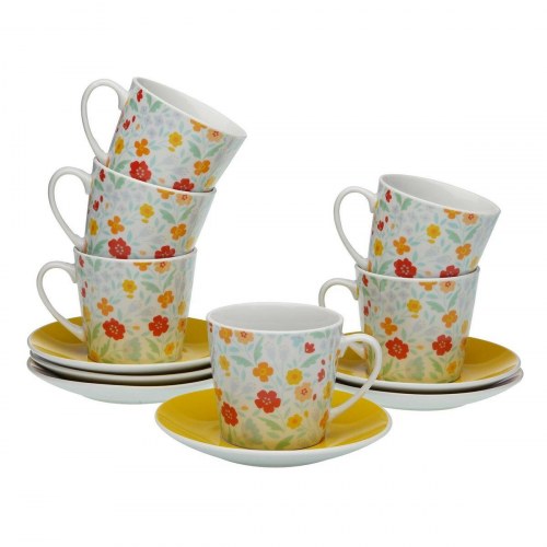 Versa Flandes porcelænssæt - kaffekopper med underkop, 6 enheder
